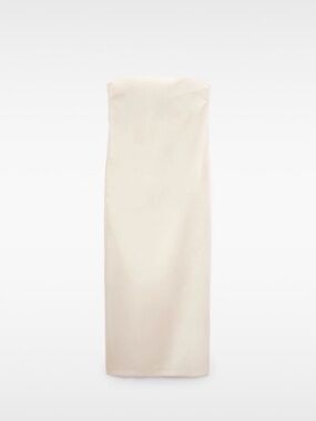 ZARA Strapless CHAMPAGNE satin Dress - size S - NWT